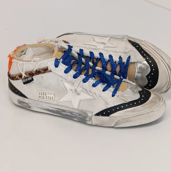 Golden Goose Men's Mid Star White Canvas Sneakers - EU44/US11